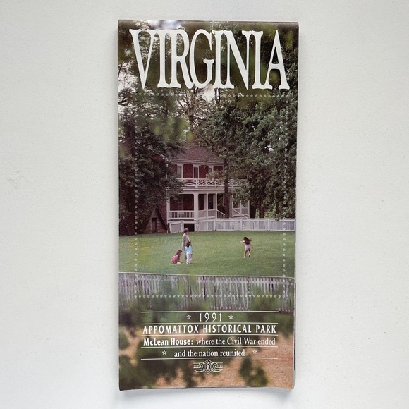 Vintage 1991 Virginia Appomattox Historical Park Road Map McLean House - Picture 1 of 5